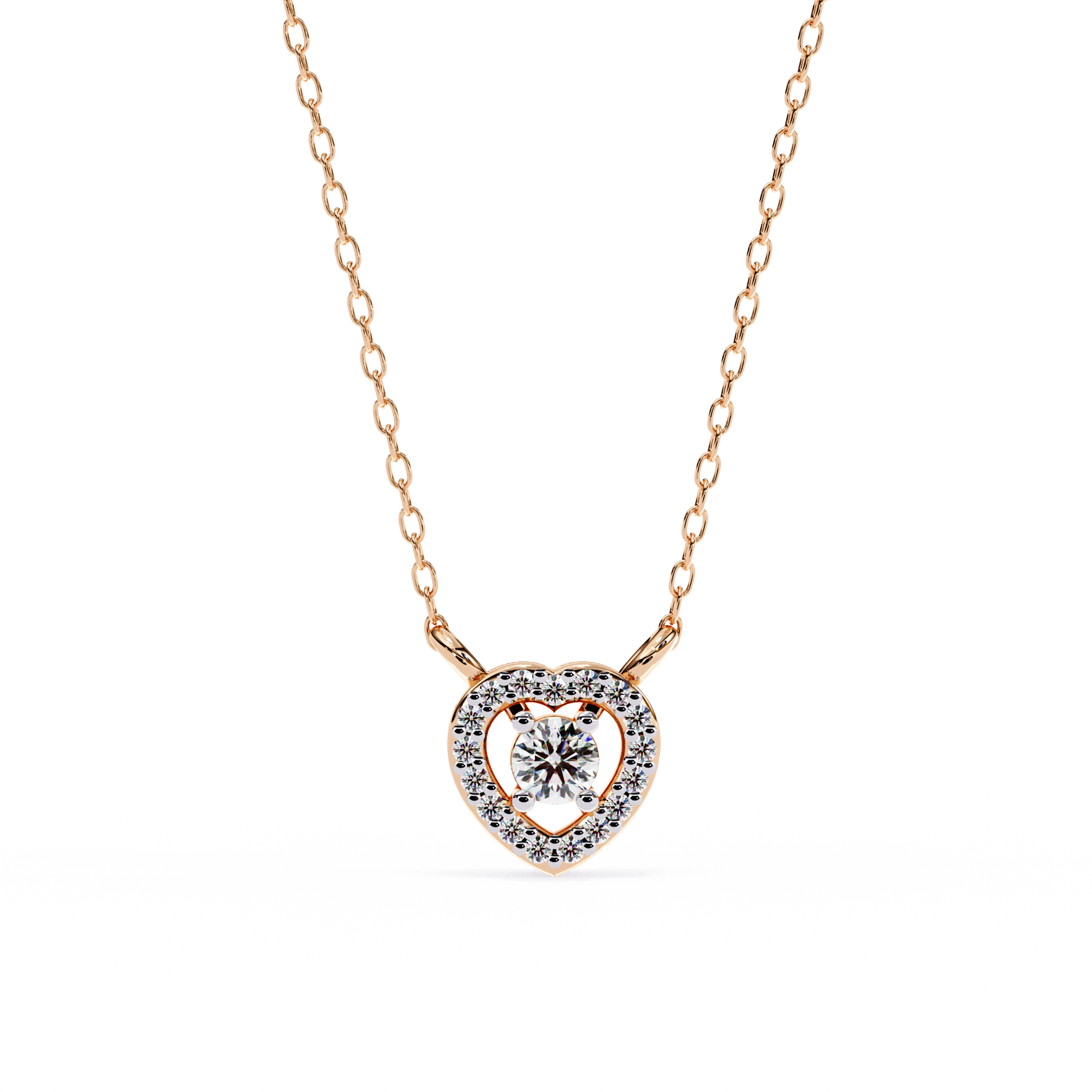 Solitairekart 0.17ct Natural Diamond Eternal Heart Halo Pendant-HI Color, VS-SI Clarity